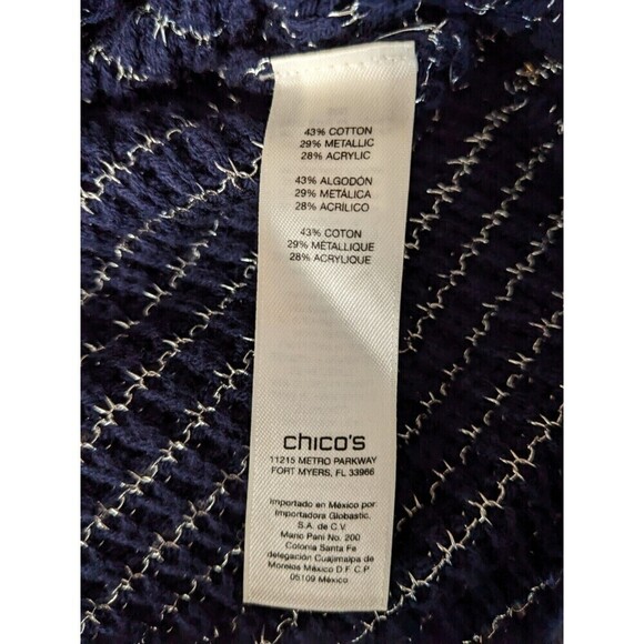 Chico's S M Bundle Lot 2 Navy Blue Silver Stripes Pullover Sweater Top Blouse 16 - Picture 9 of 12